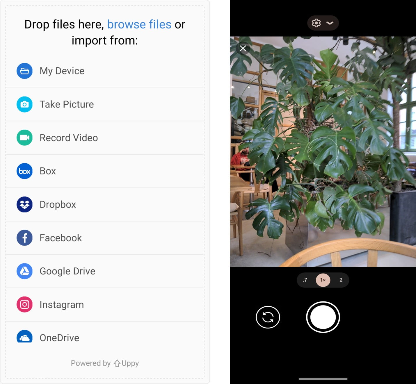 Uppy native camera UI